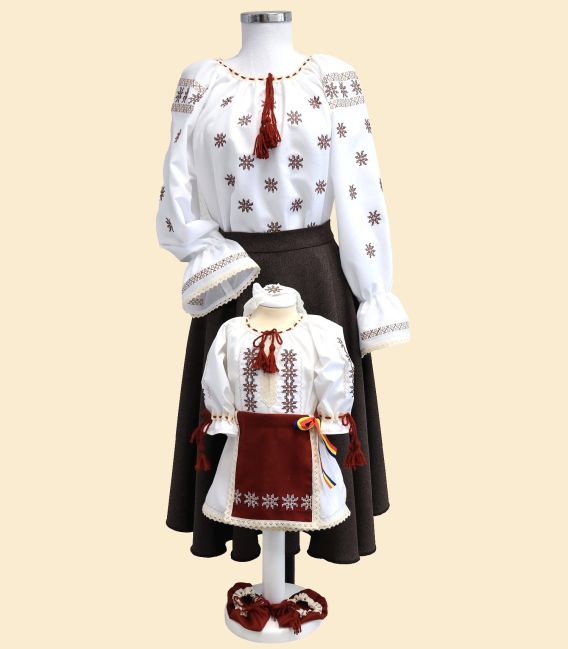 Set mama fiica traditional , broderie stelute, model stilizat