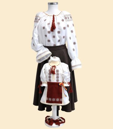 Set mama fiica traditional , broderie stelute, model stilizat