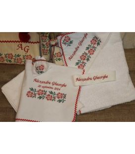 Trusouri botez traditionale - Trusou botez traditional complet broderie floare