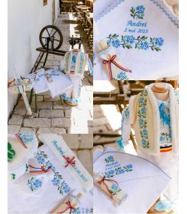Trusou botez traditional baieti broderie floare