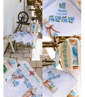 Trusou botez traditional baieti broderie floare