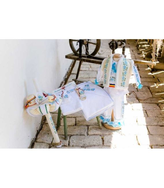 Trusouri botez traditionale - Trusou botez traditional baieti broderie floare