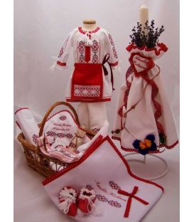 Set traditional de botez complet fetite Eva Adam