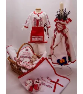 Set traditional de botez complet fetite Eva Adam