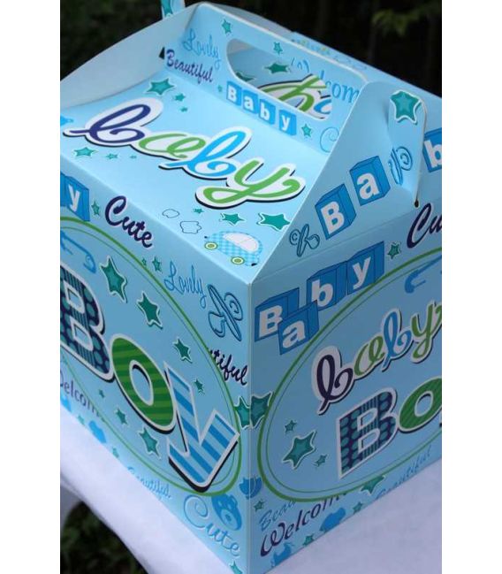 Cutie botez caserata cu maner de baieti