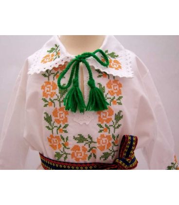 Costum national botez floare portocalie