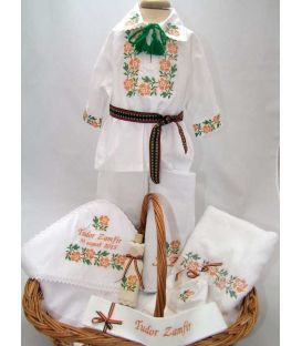 Costum national botez floare portocalie