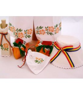 Costum national botez floare portocalie