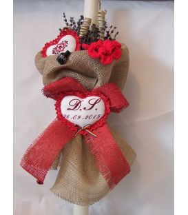 Lumanare botez traditionala floare crosetata