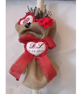 Lumanare botez traditionala floare crosetata
