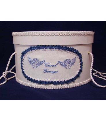 Cutie rotunda botez personalizata doi ingerasi