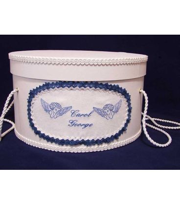 Cutie rotunda botez personalizata doi ingerasi