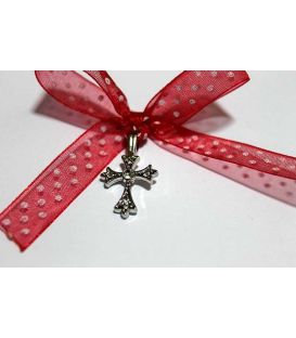 Cruciulite botez fundita rosie cu buline