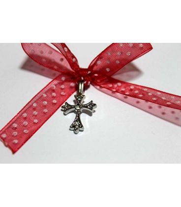 Cruciulite botez fundita rosie cu buline