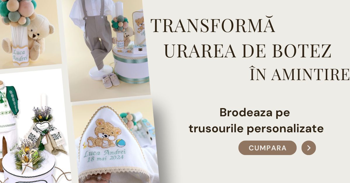 Brodeaza urarea de botez pe trusou